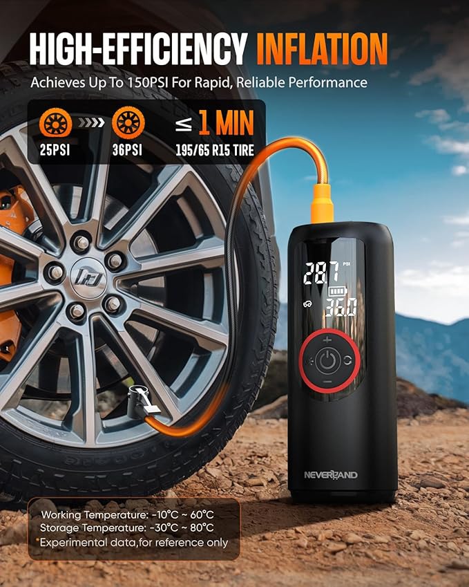 NEVERLAND Tire Inflator Portable Air Compressor - Image 3