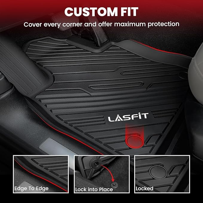 LASFIT Floor Mats for Ford Explorer 2020-2025 6 Passenger TPE All Weather - Image 2