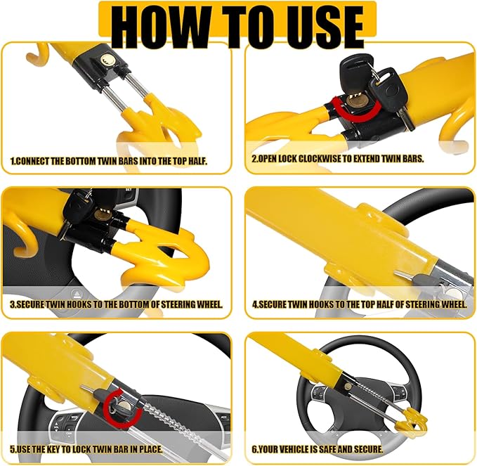 Steering Wheel Lock, Car Steering Wheel Lock Anti-Theft Device, Great Deterrent - Image 7