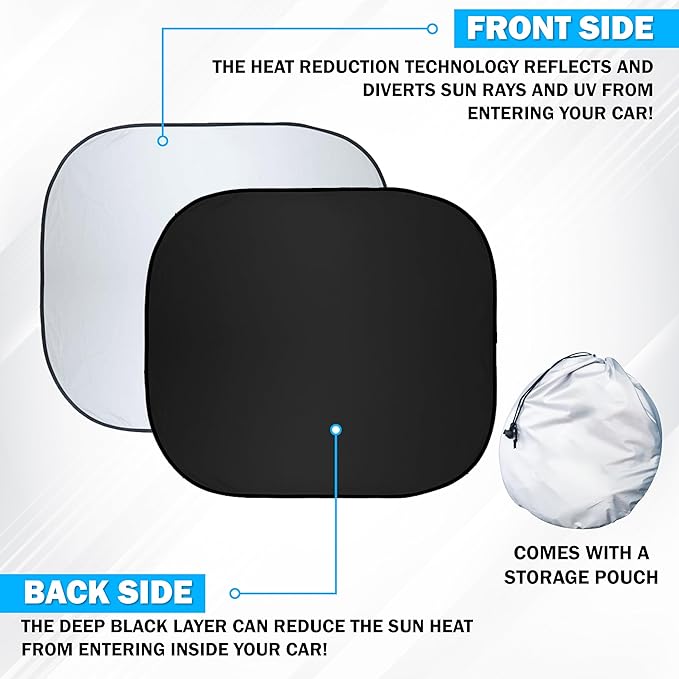 2 Piece Car Windshield Sun Shade Foldable | Durable Polyester Windshield - Image 7