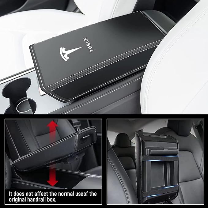 Car Armrest Cover for Tesla Model 3 Y Leather Center Console Armrest Box Cover - Image 5