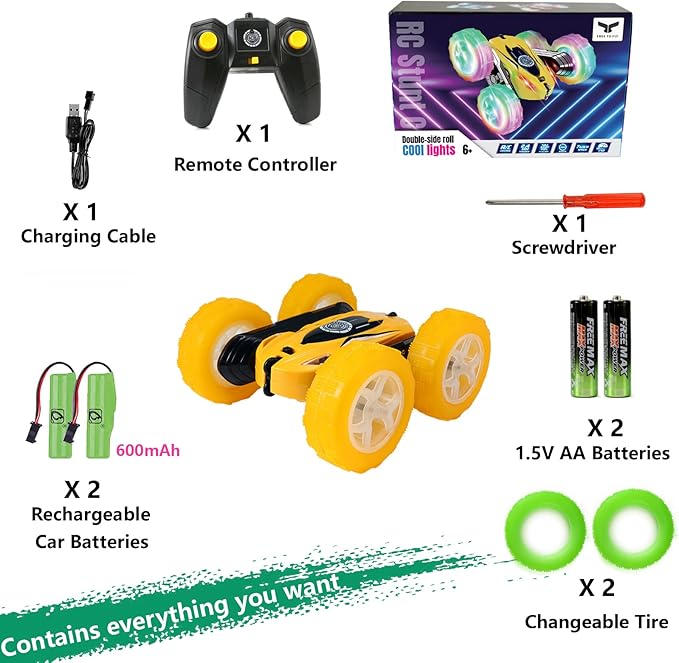 FREE TO FLY Remote Control Car for Boys 6-12: Kids Rc Stunt Car 2.4GHz Fast - Image 7