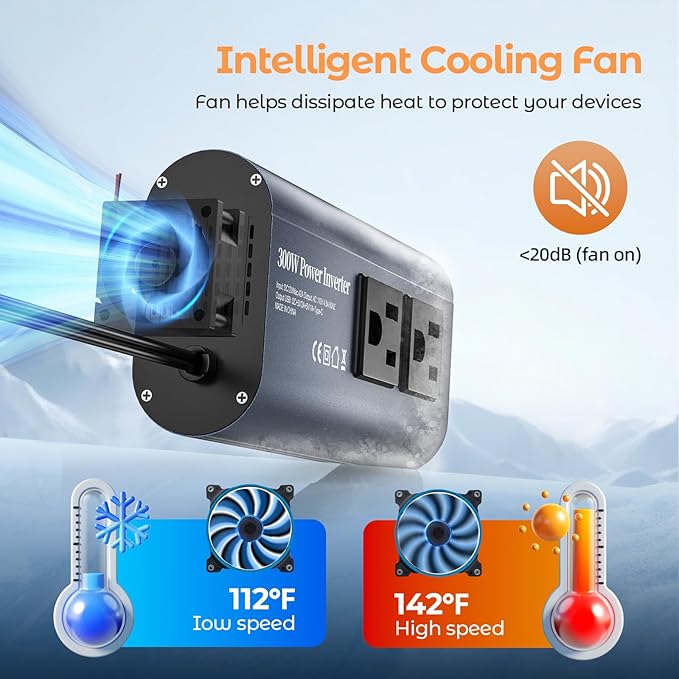300W Car Power Inverter, DC 12V to 110V AC Car Plug Adapter Outlet - Image 7