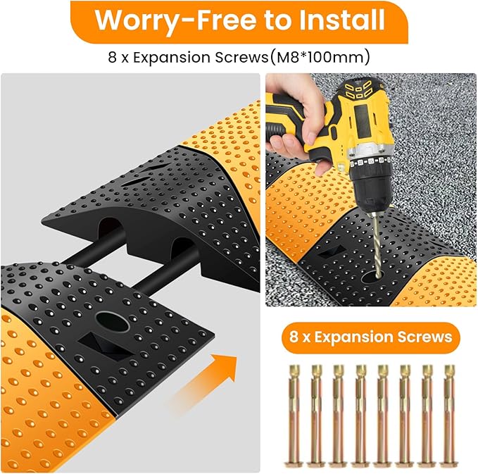Rubber Speed Bumps for Road, 78.7'' Total Long, 66000 LBS Load Capacity - Image 5