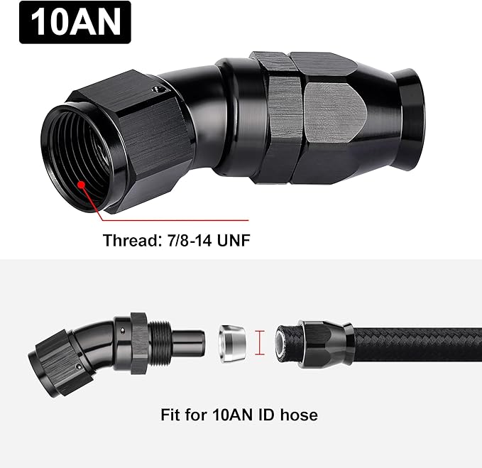 EVIL ENERGY 10AN 30 Degree PTFE One Piece Full Flow End Hose Fitting Aluminum - Image 4