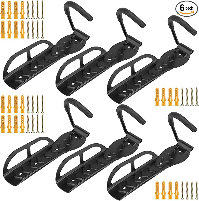 JEUIHAU 6 Pack Bike Rack Garage Wall Mount, Vertical Bike Hooks, Heavy Duty by JEUIHAU
