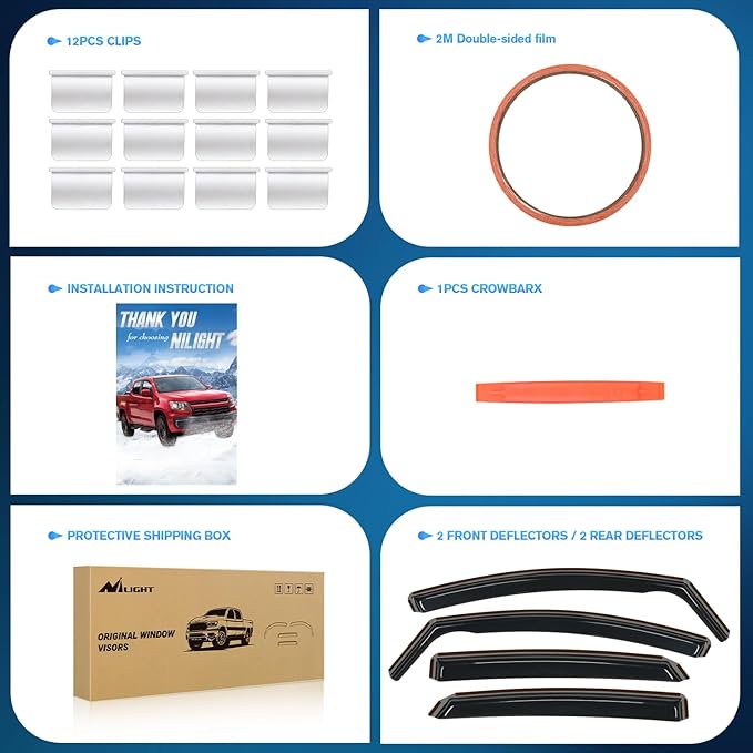 Nilight Vent Window Visors for Ford Fusion 2013 2014 2015 2016 2017 2018 2019 - Image 6