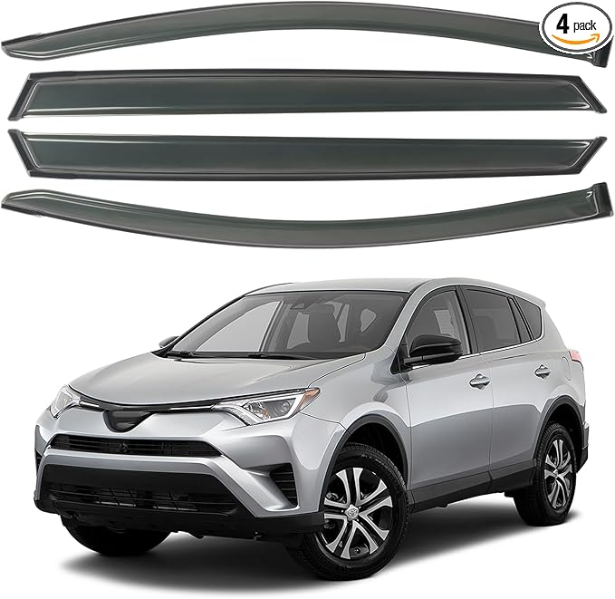4PCS Rain Guards Fit for 2013-2018 Toyota RAV4 LE XLE SE, Tape-on Outside Mount by CHYKORLA