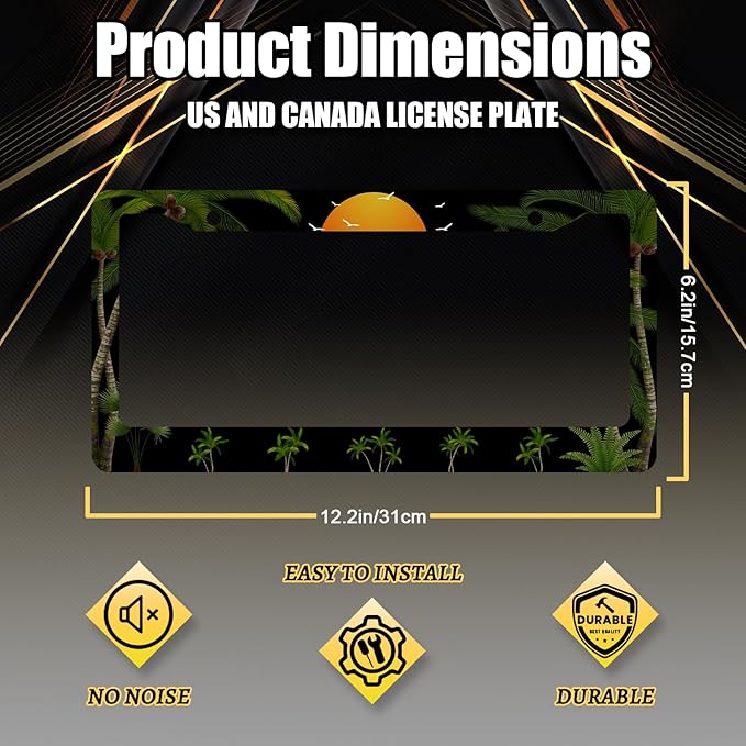 Palm Trees Sunset License Plate Frame Tropical Plants License Plate Holder - Image 2