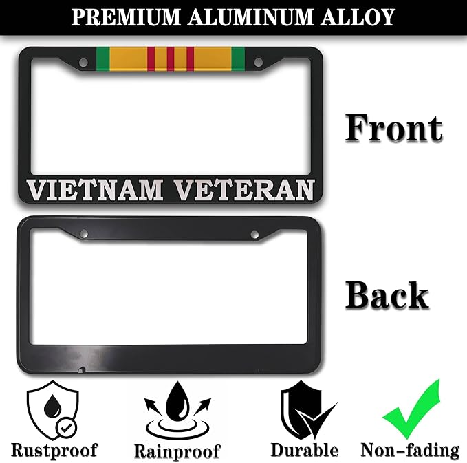 License Plate Cover Black and White License Plate Frames Vietnam Veteran - Image 3