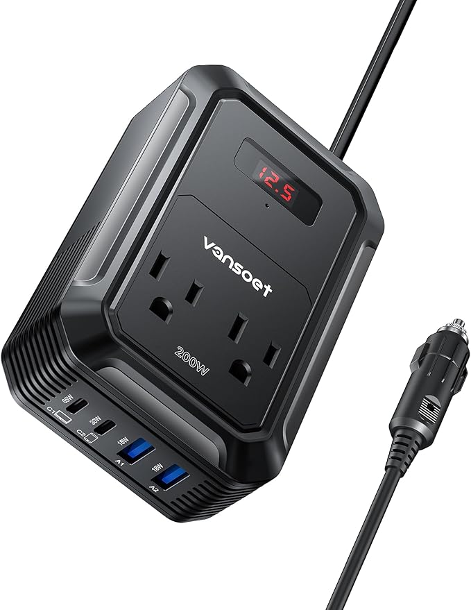 200W Car Power Inverter DC 12V to 110V AC Inverter by vansoet