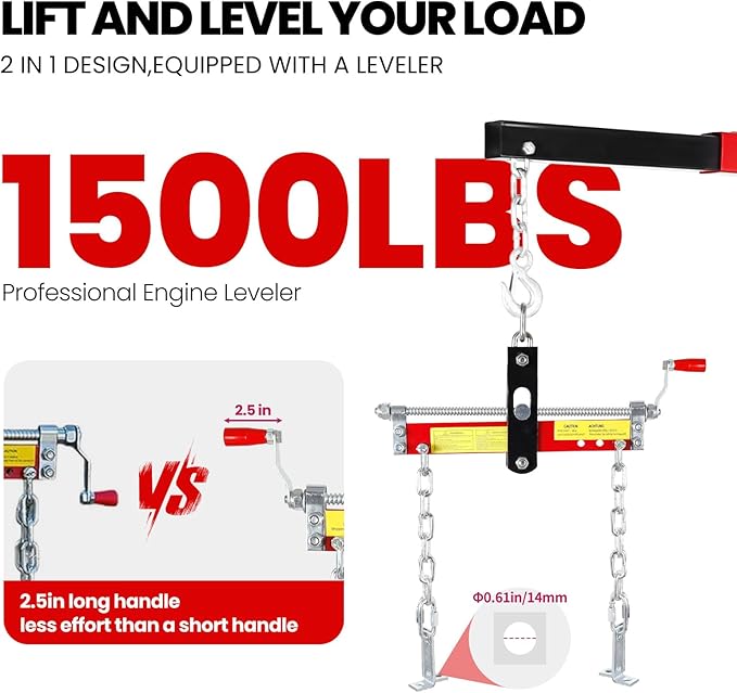 2 Ton Engine Hoist, Folding Hydraulic Cherry Picker Engine Hoist, 60.6x37x56.2 - Image 8