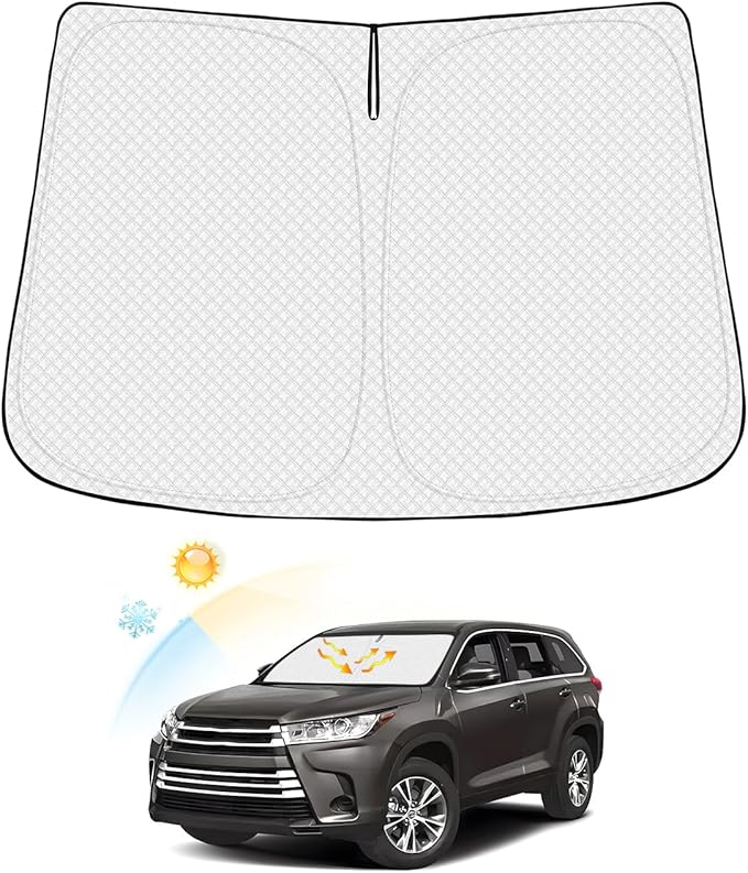Windshield Sun Shade for Toyota Highlander 2014-2019 Thicken 6-Layer Foldable by Canvcle