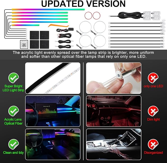 Dreamcolor Acrylic Interior Car LED Strip Light - Image 6