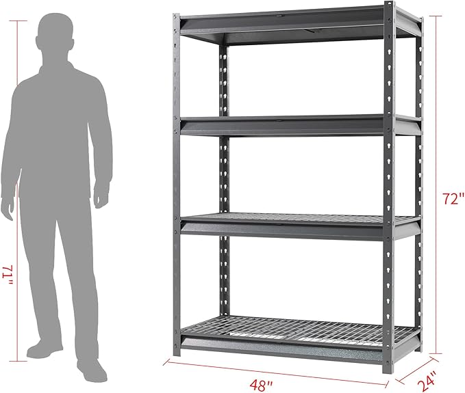 The Atlas 48" W Heavy Duty Garage Shelving Unit Load 12000 Lbs, 4-Tier Metal - Image 2