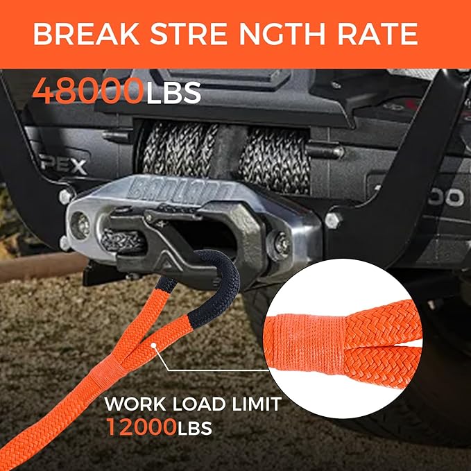 Kinetic Recovery Tow Rope, 48000LBS Snatch Strap - Image 5