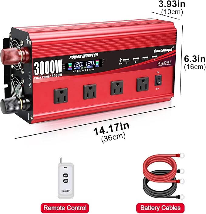 3000W Power Inverter 12V to 110V/120V DC to AC - Image 8