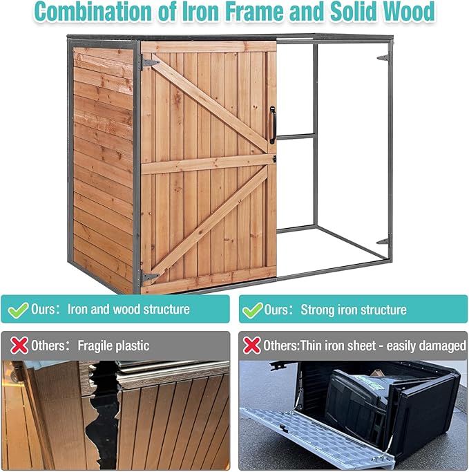 Outdoor Storage Cabinet, Wooden Garden Shed - Image 2