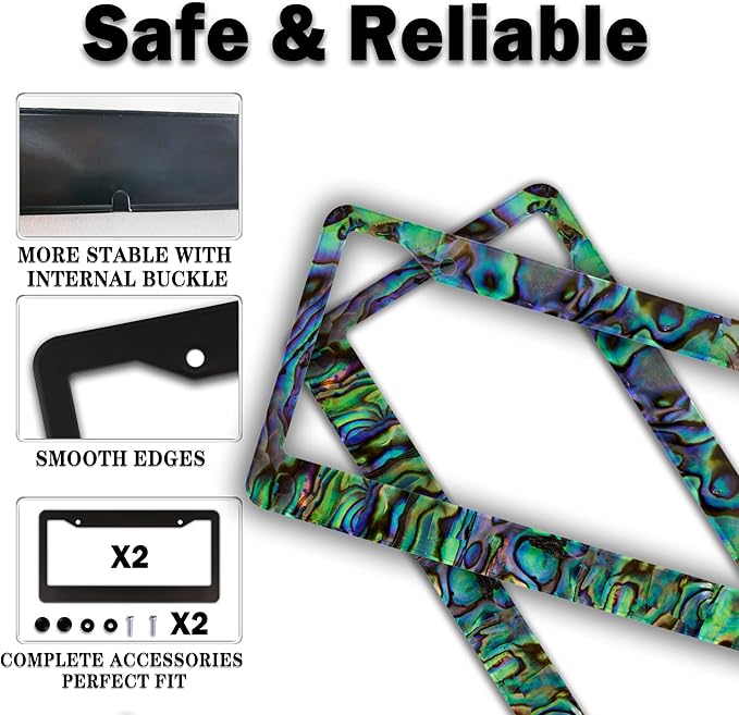 License Plate Frames Multicolor Fun License Plate Frame Cover Faux Abalone - Image 4