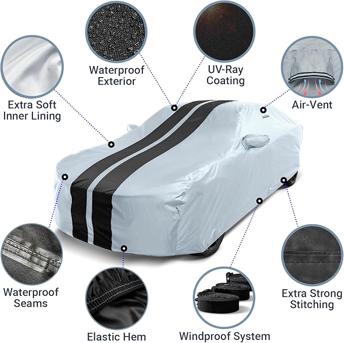 iCarCover Custom Car Cover for Chevy Camaro STD, SS Waterproof All Weather Rain - Image 4