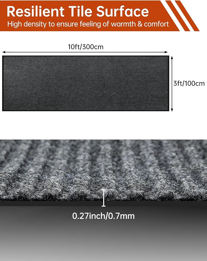 Urban Vista 3' x 10' Commercial Grade Striped Brush Step Entrance Mat, Vinyl - Image 2