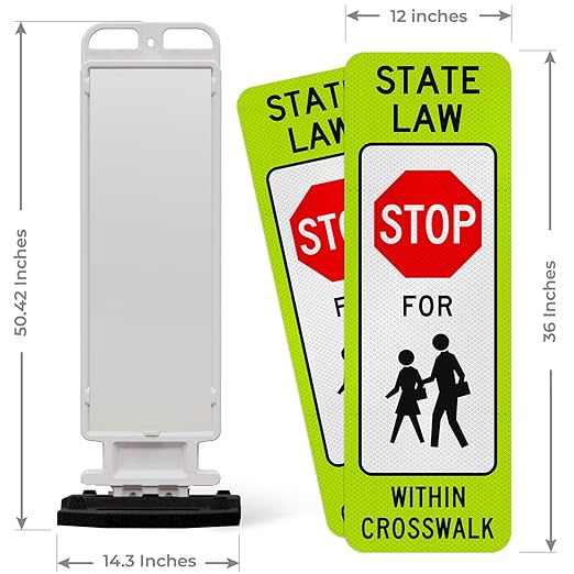 State Law Stop for Pedestrian in Crosswalk MUTCD R1-6a Sign, Double Sided 3M - Image 3