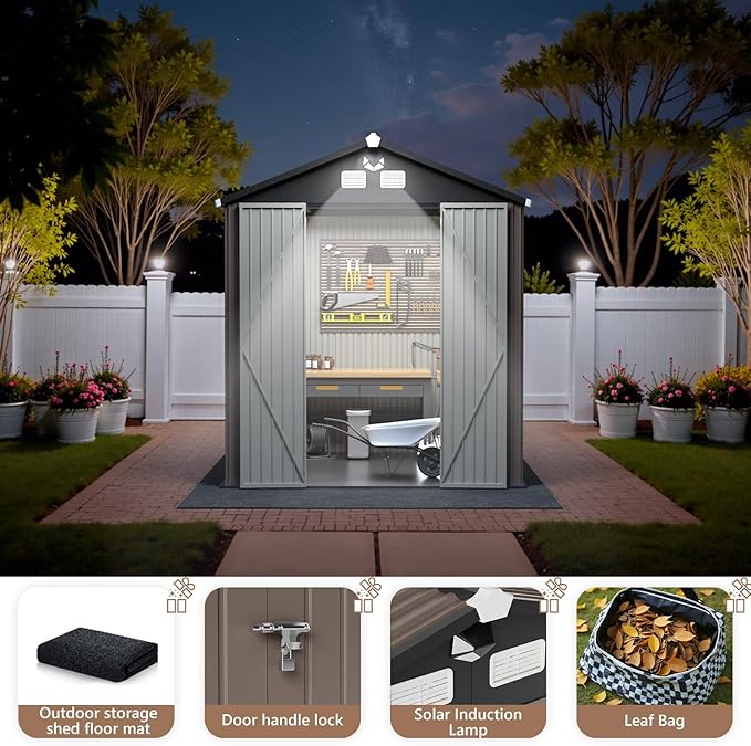 8x6 FT Outdoor Storage Shed, Metal Tool Sheds, Waterproof Outside Storage Shed - Image 2