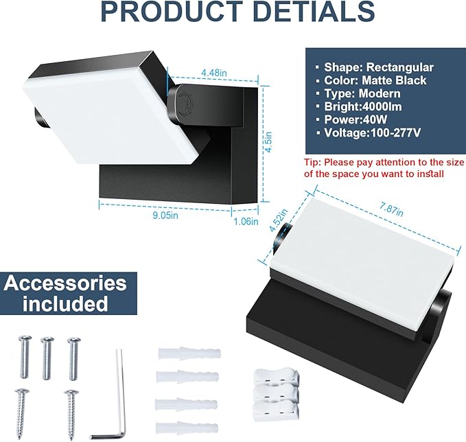 40W LED Wall Light, 4000LM 5000K 360° Wide-Angle Exterior Wall Floodlights - Image 3