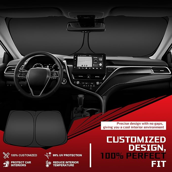 Windshield Sun Shade for 1999-2006 Che-vrolet/Chevy Silverado Foldable Sun - Image 2