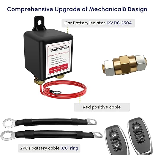Side Post Remote Battery Disconnect Switch 12V, 250A Negative Battery Cut Off - Image 8