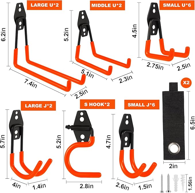Garage Hook Heavy Duty Wall Storage Hangers, 22 Pack Garage Storage Hooks Steel - Image 2