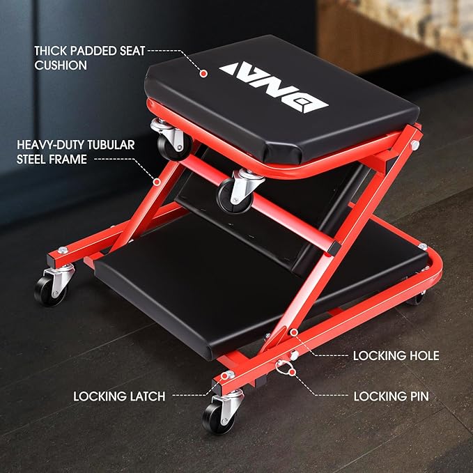 ‎DNA MOTORING TOOLS-00184 36 Inches 2 IN 1 Rolling Folding Car Creeper/Seat - Image 2