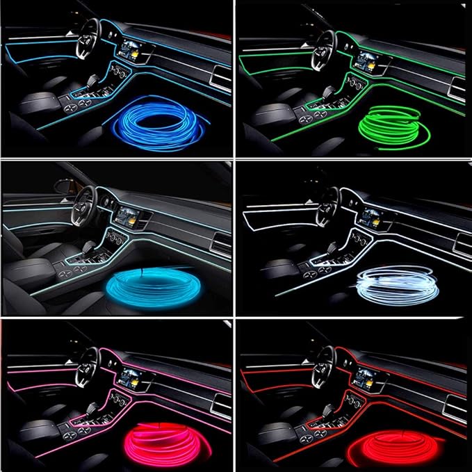 El Wire Green Interior Car LED Strip Lights, 3M Neon Wire USB 5V - Image 2