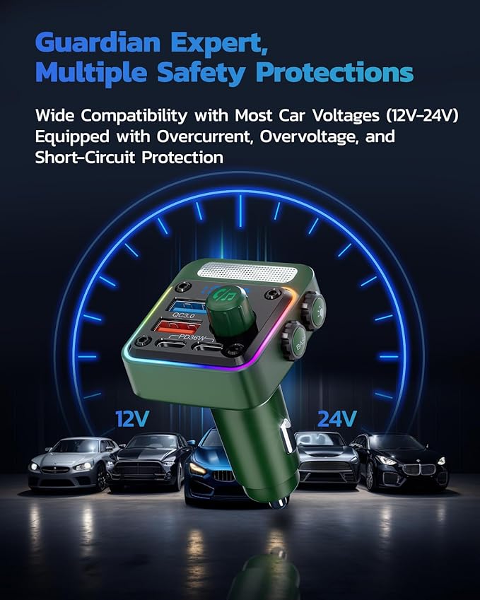 Nulaxy 54W Bluetooth 5.3 Car Adapter - Image 8