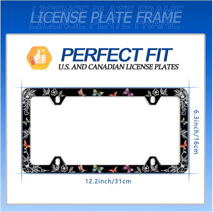 Butterfly License Plate Frame Wild Flower License Plate Holder Stainless Steel - Image 7