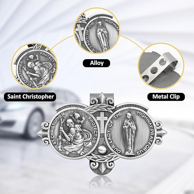 St. Christopher Visor Clip, Saint Christopher Medal - Image 2