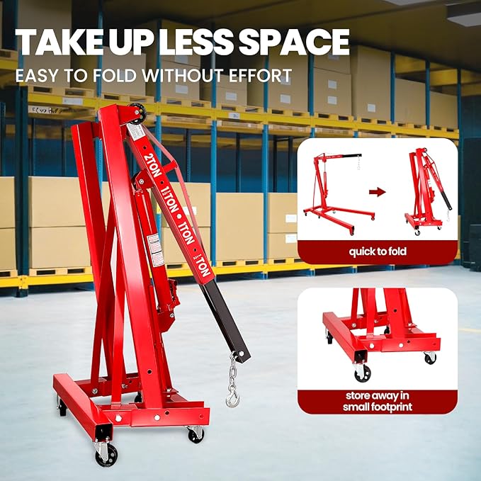 4400 Lbs Folding Engine Hoist Cherry Picker, 2 Ton Engine Hoist - Image 6