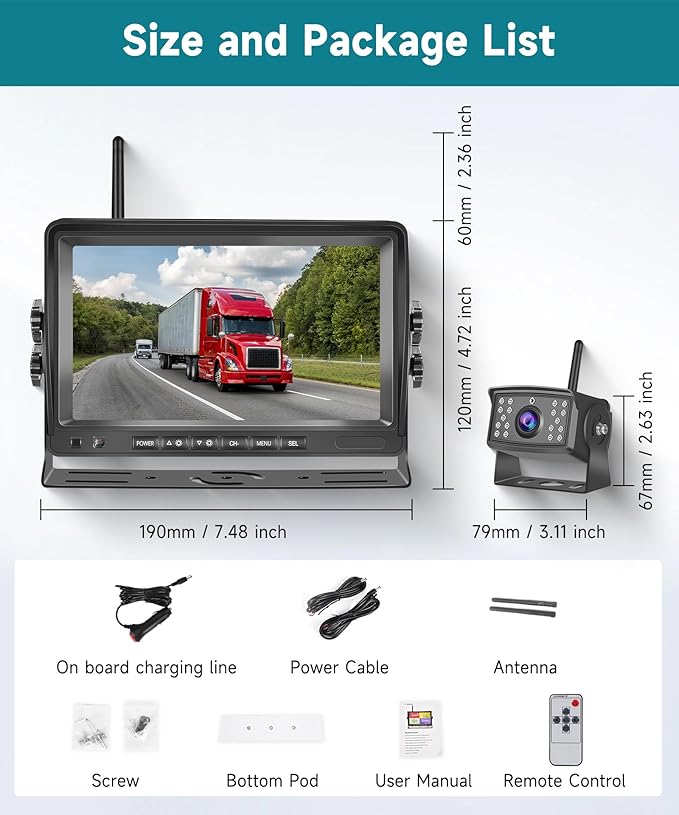 Wireless Backup Camera for RV, Wireless Reverse Camera 12V-36V for - Image 7