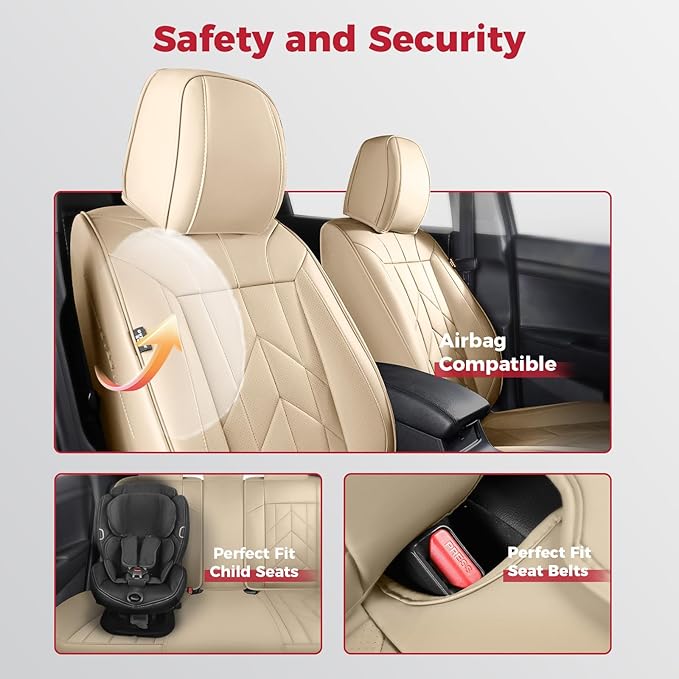 Beige Car Seat Covers Full Set - Image 4