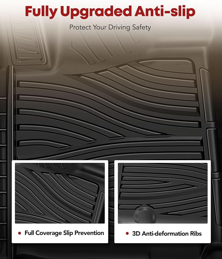 YHTAUTO Floor Mats Fit 2012-2013 Toyota Tundra CrewMax Cab, TPE All Weather Car - Image 4