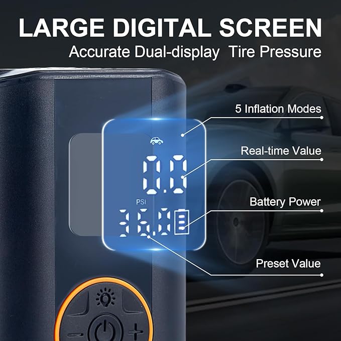 Tire Inflator Portable Air Compressor Cordless Rechargeable Mini Air Pump - Image 3