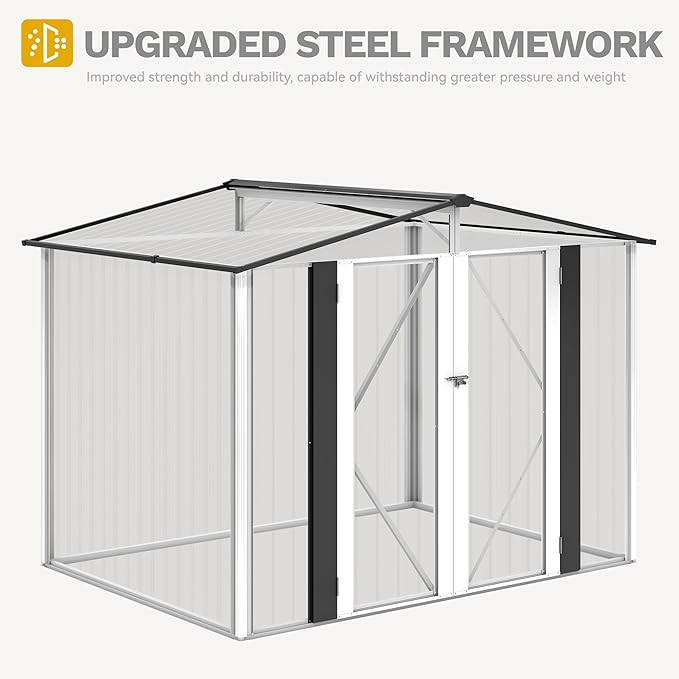 DWVO 8x6FT Outdoor Storage Shelter, Roomy Steel Tool Shed - Image 5