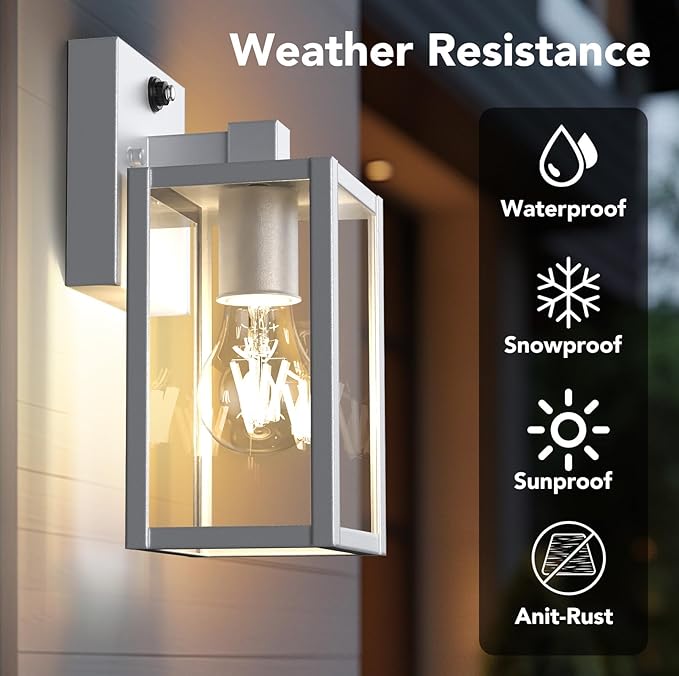 PARTPHONER Dusk to Dawn Outdoor Light Fixtures, Waterproof Exterior Wall Sconce - Image 2