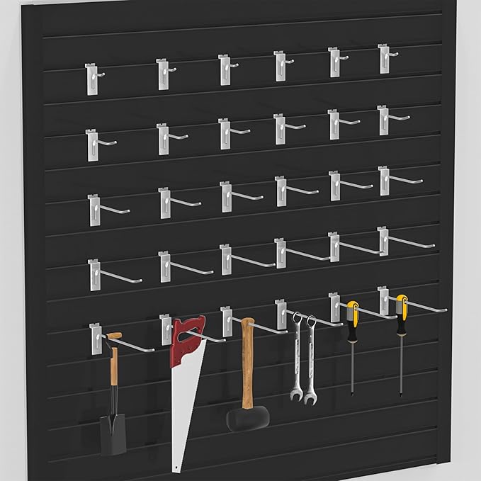 25 PK Silver 6 inch Wall Mounted Slatwall Hooks – Heavy-Duty Storage & - Image 4