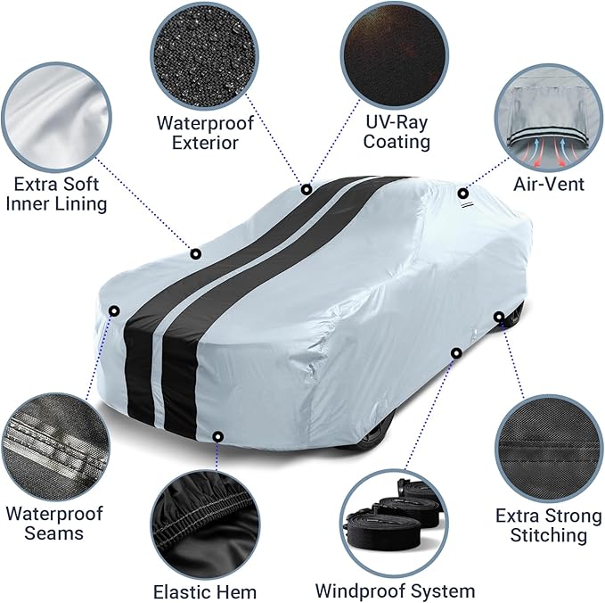 iCarCover Custom Car Cover for Chevy Impala Waterproof All Weather Rain Snow UV - Image 4