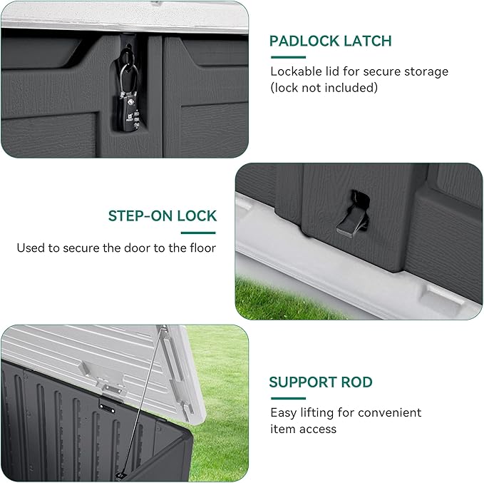 YITAHOME Outdoor Resin Storage Sheds, 39 in Height Lockable Waterproof - Image 4