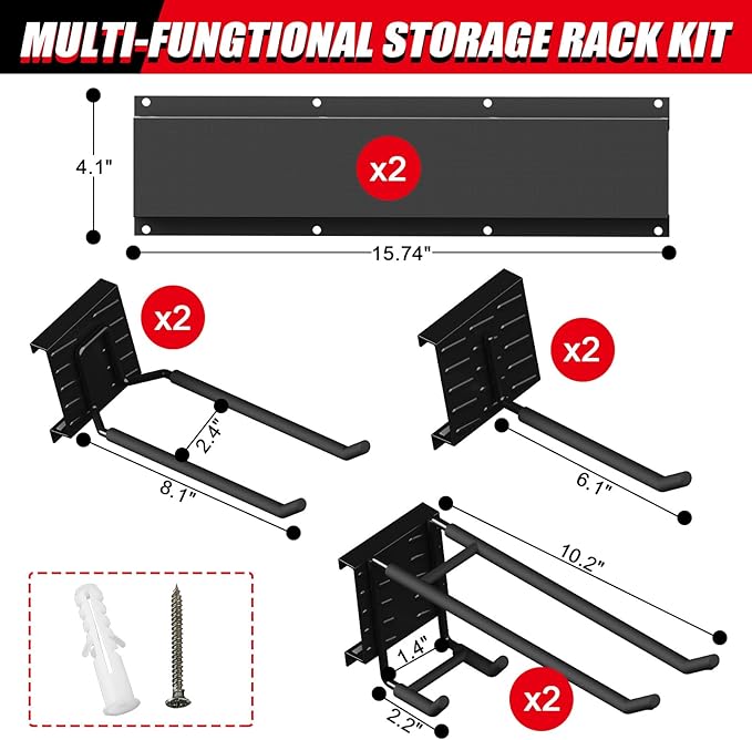 32 Inches Garage Organization, Wall Mount Garden Tool Organizer, 440lbs - Image 3