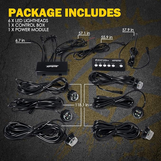 Xprite Amber LED Hideaway Strobe Lights Kit 20 Flashing Patterns w/Control - Image 7