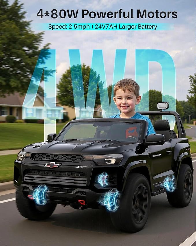 Joywhale 24V Ride on Truck 4WD Kids Electric Vehicle Licensed Chevorlet Ride on - Image 2