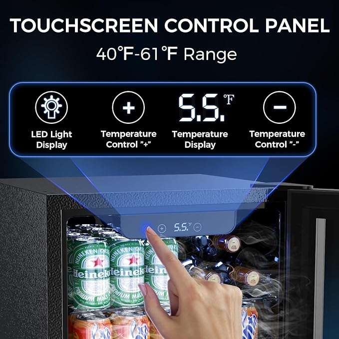 68 Cans Beverage Refrigerator Cooler, 1.7 cu.ft Mini Fridge Glass Door Drink - Image 4